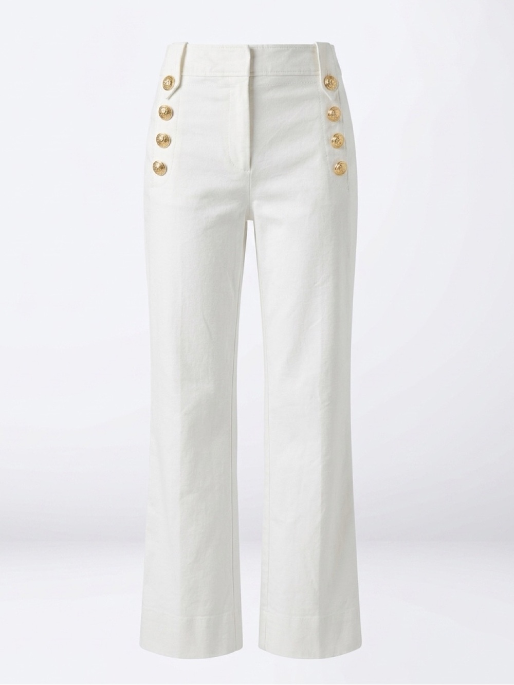 Derek Lam 10 Crosby White Sailor Pants, Gold Buttons, 2, EUC